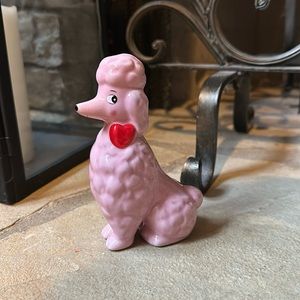 New Valentine Ceramic Pink Poodle Figurine with Heart